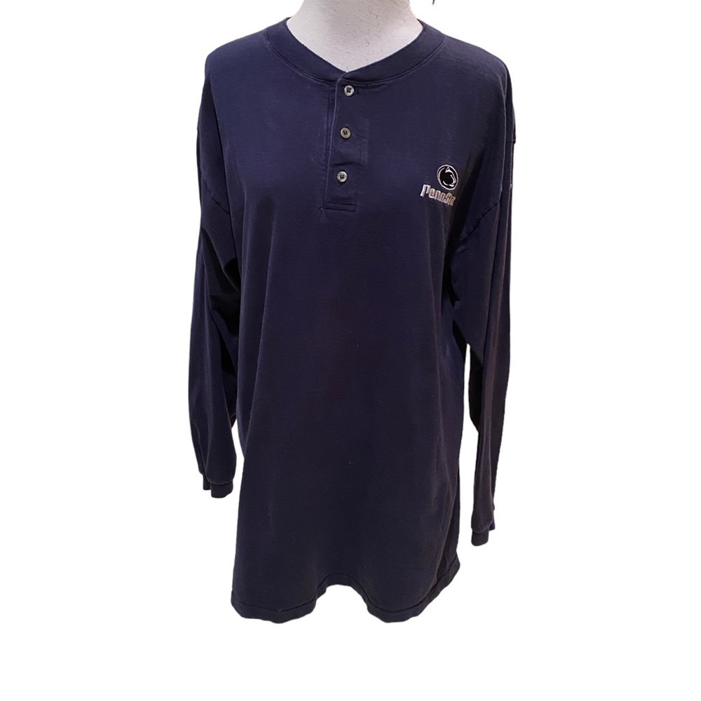 TSi Penn State Henley Shirt Men's X-Large Navy Blue Long Sleeve Cotton Tee